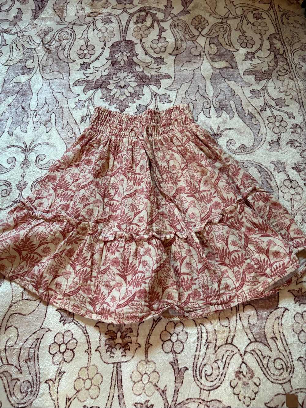 Bohemian Tiered Skirt in Dusty Rose Floral